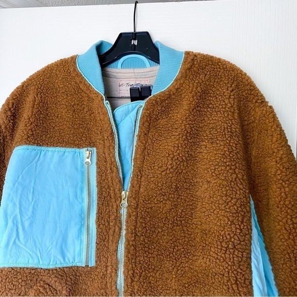 Free People Jacket Rivington Sherpa Oversized Fleece Winter Amber Combo S NWT - Picture 6 of 12